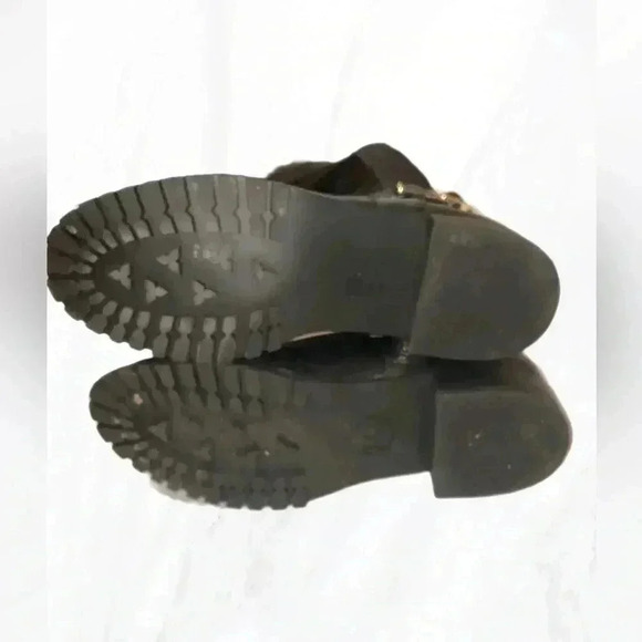 Micheal Kors  black knee high gold zipper rubber sole leather riding boots 5.5 - Picture 5 of 6